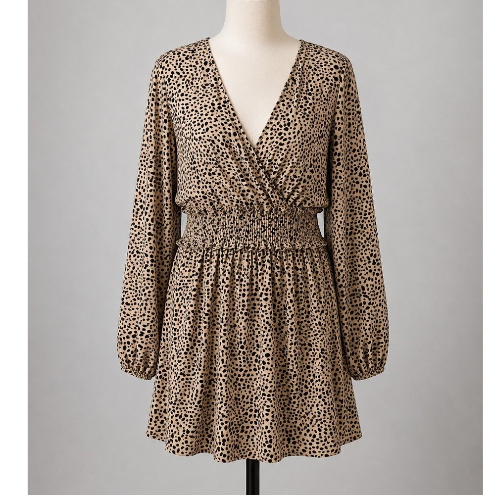 Leopard Flowy Dress Boho Chic Cottagecore Soft Girl Animal Print Rayon Dress